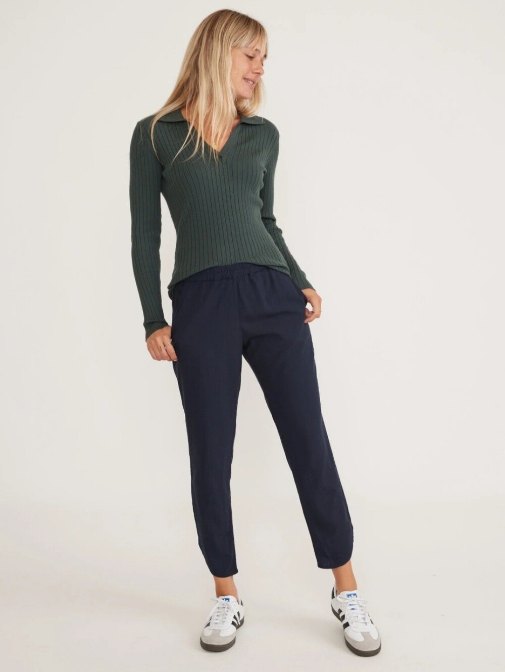Marine Layer Allison pants - Navy Elastic-Waist Ankle Pants size xs